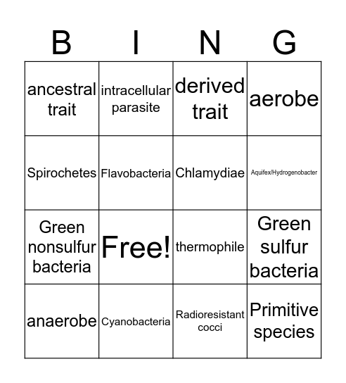 Microbial BINGO! Bingo Card