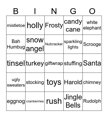 Holidaze Bingo Card