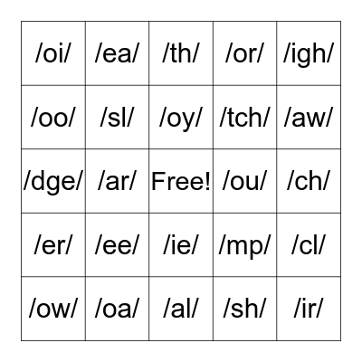 2nd Grade Phonics Bingo Card