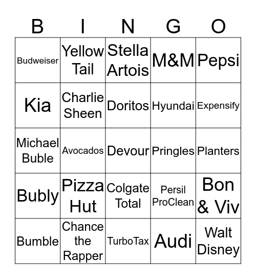 Superbowl LIII Bingo Card