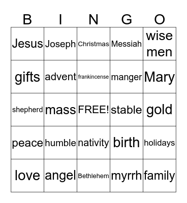 Christmas Bingo Card