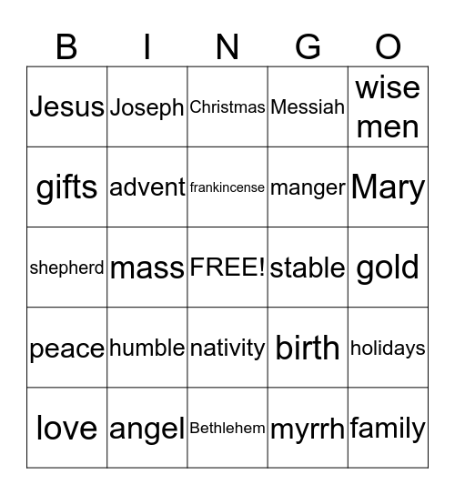 Christmas Bingo Card