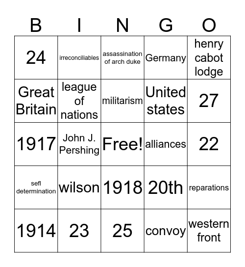 week 22 Bingo Card