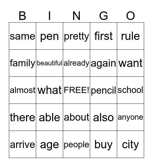 Untitled Bingo Card