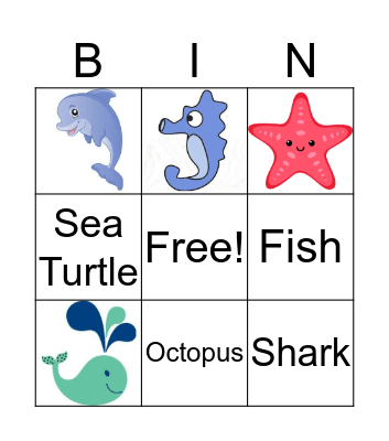 Sea Animals Bingo Card