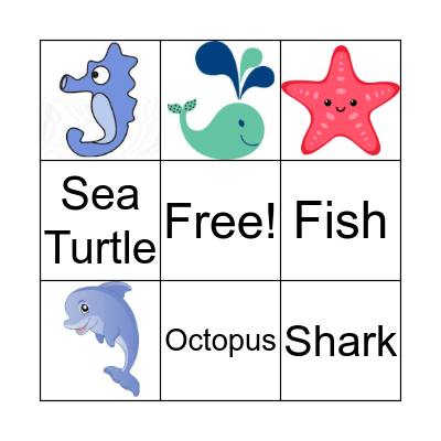 Sea Animals Bingo Card