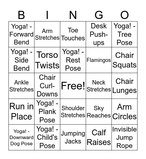 PE Bingo! Bingo Card