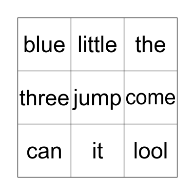 List B Sight Words Bingo Card