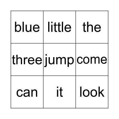 List B Sight Words Bingo Card