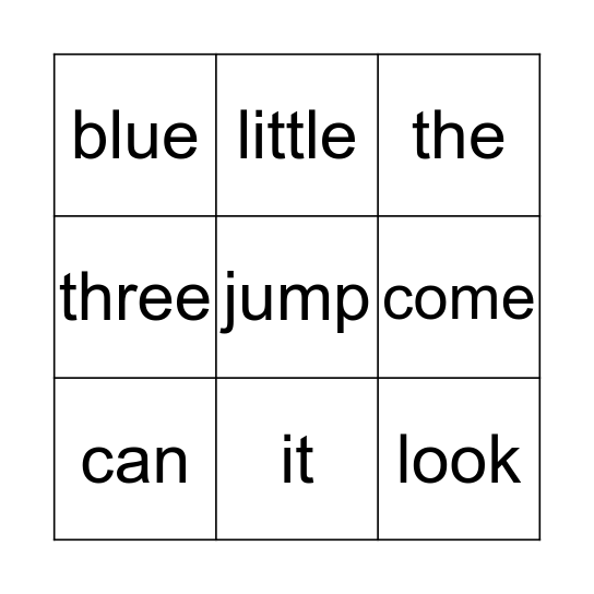 List B Sight Words Bingo Card