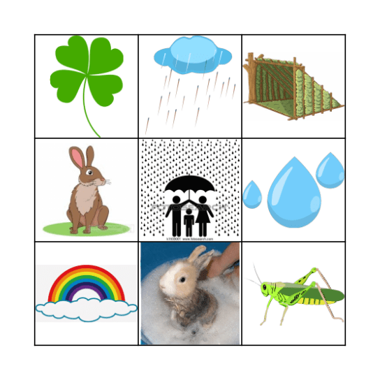 Rabbits & Raindrops Bingo Card