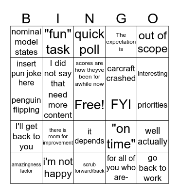 James' Catchphrase Bingo Card