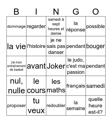 G1 U3 Woordkaartjes F-N Bingo Card