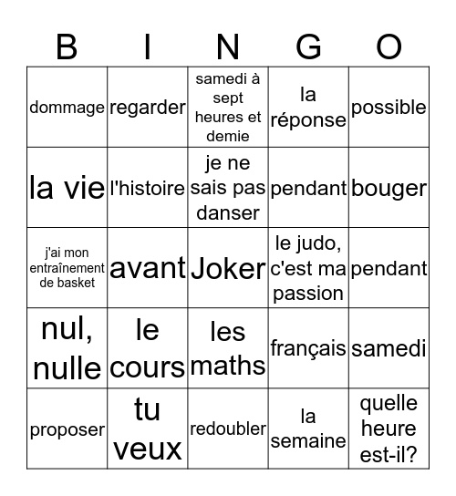 G1 U3 Woordkaartjes F-N Bingo Card