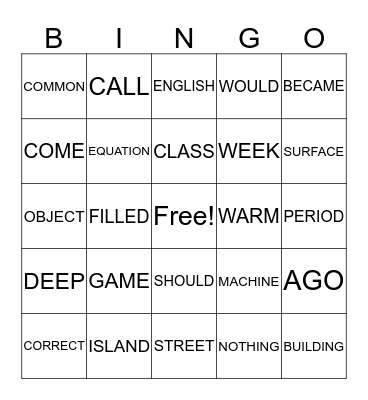 LEARNING WORDS IS FUN!!! Bingo Card