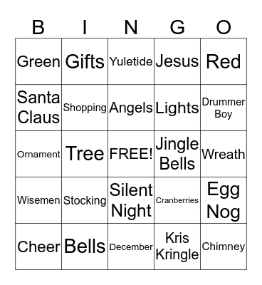 RMS Holiday  Bingo Card