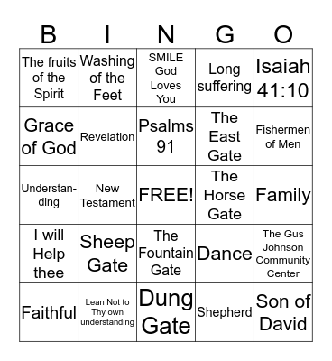 UBC BIBLE Bingo Card