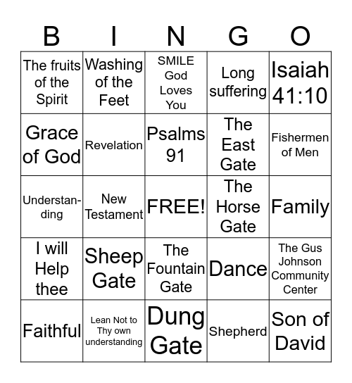 UBC BIBLE Bingo Card