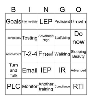 Staff Development Bingo 2.0 Bingo Card