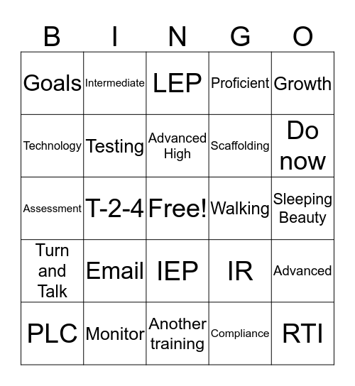 Staff Development Bingo 2.0 Bingo Card