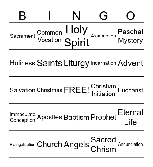 CCD Bingo Card