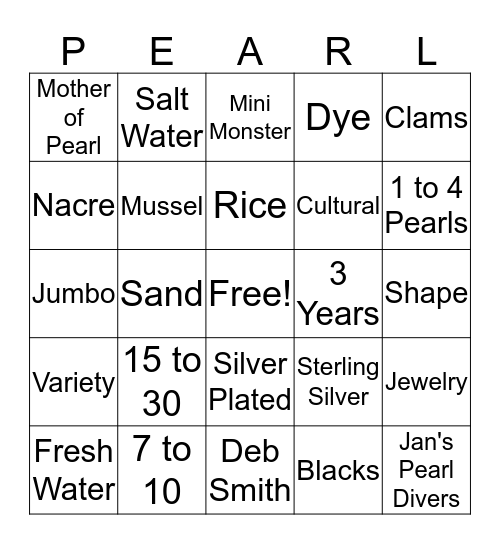 Pearls of Wisdom Bingo Card