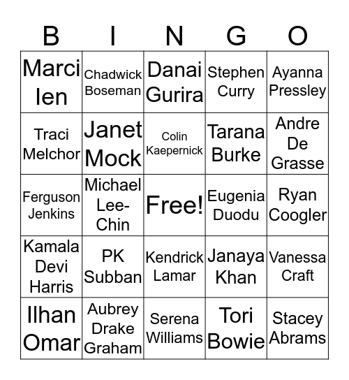 Black History Bingo Card