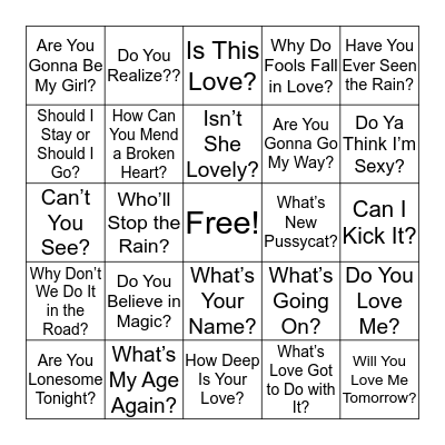 Questionable Titles Bingo Card