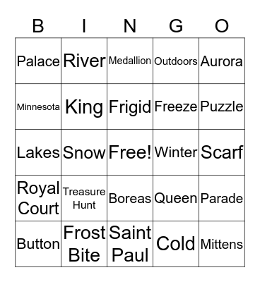 Winter Carnival Bingo Card