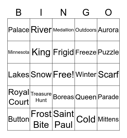 Winter Carnival Bingo Card