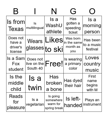 Find Someone Who... Bingo Card