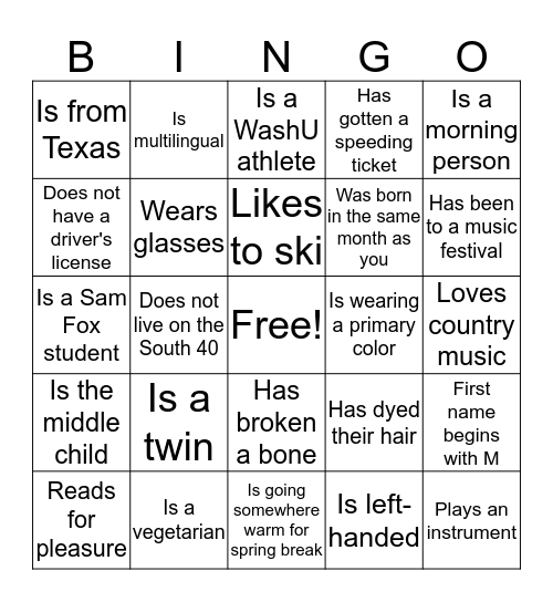 Find Someone Who... Bingo Card