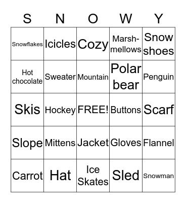 Snowball Bingo Card