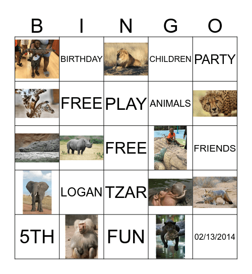 ANIMALS OF AFRICA Bingo Card