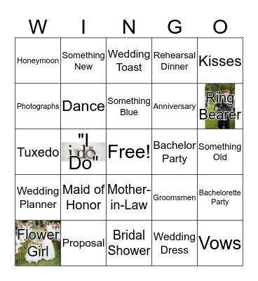 Wedding Wingo Bingo Card