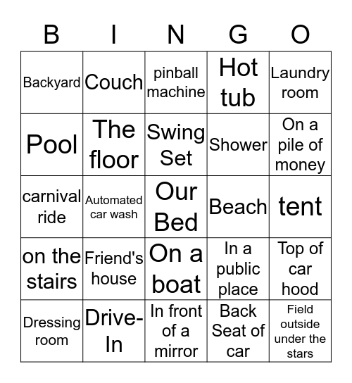 Adventure Sex Bingo Card 9174