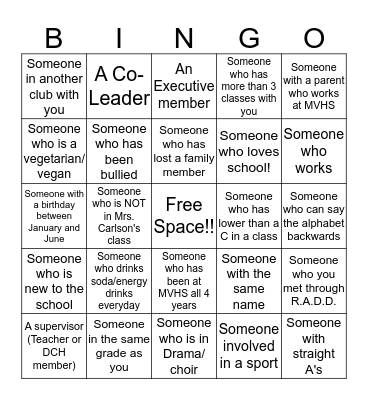 R.A.D.D. Bingo Card