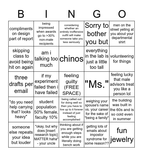 women in STEM bingo Card