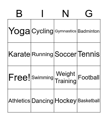 Community Sports Bingo Card