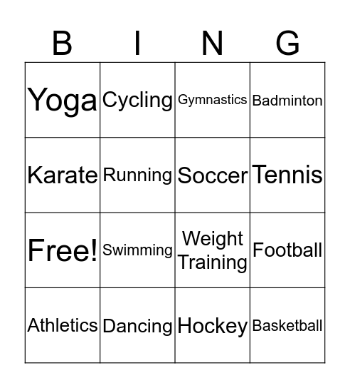 Community Sports Bingo Card