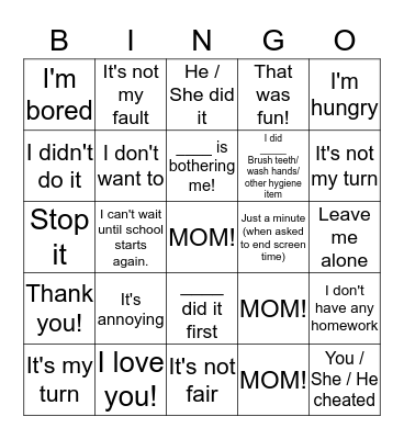 Snow Day Bingo - Mark the square as you hear these words! Bingo Card