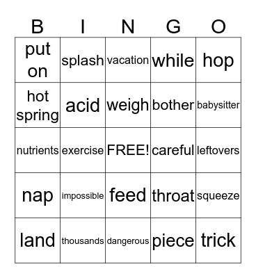 TTR Bingo Card