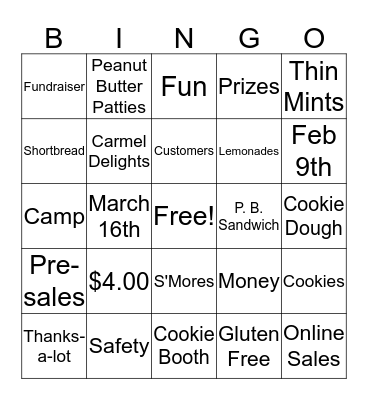 Girl Scout Cookie Bingo  Bingo Card