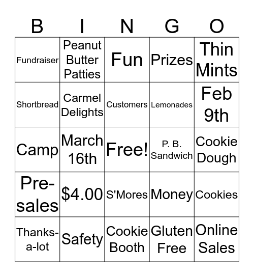 Girl Scout Cookie Bingo  Bingo Card