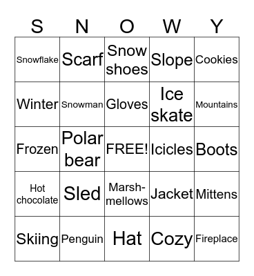 Snowball bingo Card