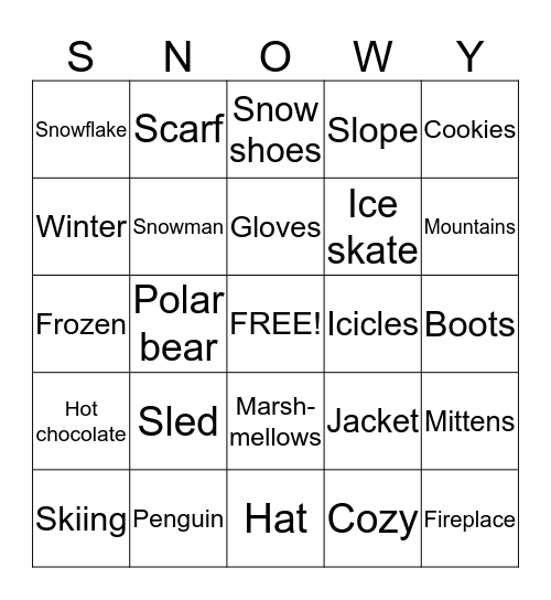 Snowball bingo Card