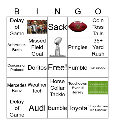 Super Bowl Bingo Card