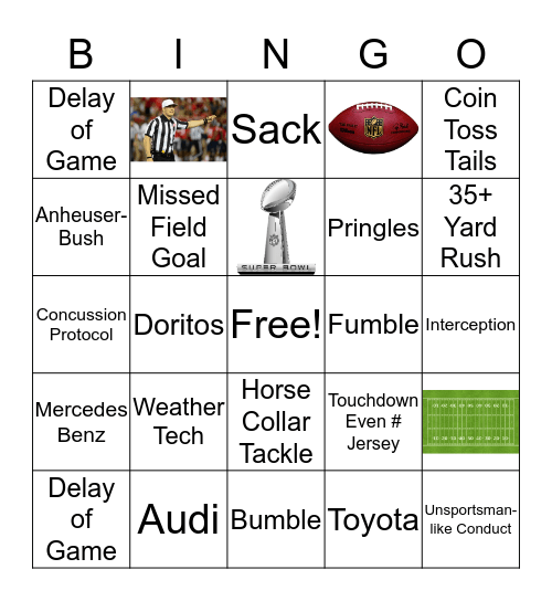 Super Bowl Bingo Card