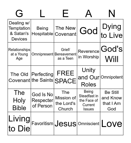 SPIRITUAL BUILDING BLOCKS  Bingo Card