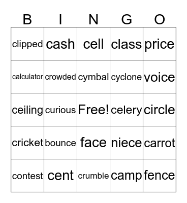 LS 10 Consonants with Different Sounds (c) Bingo Card